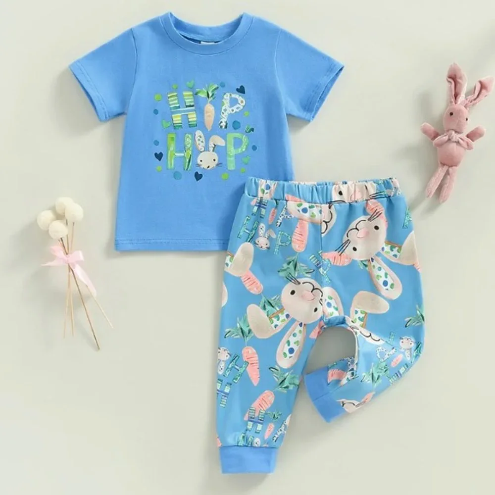 Easter Hip Hop Short Sleeve Boys Outfit Set